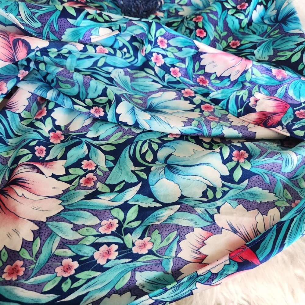 VTG California Dynasty Floral Satin Sleeveless Short Nightgown Size MEDIUM - Picture 10 of 12